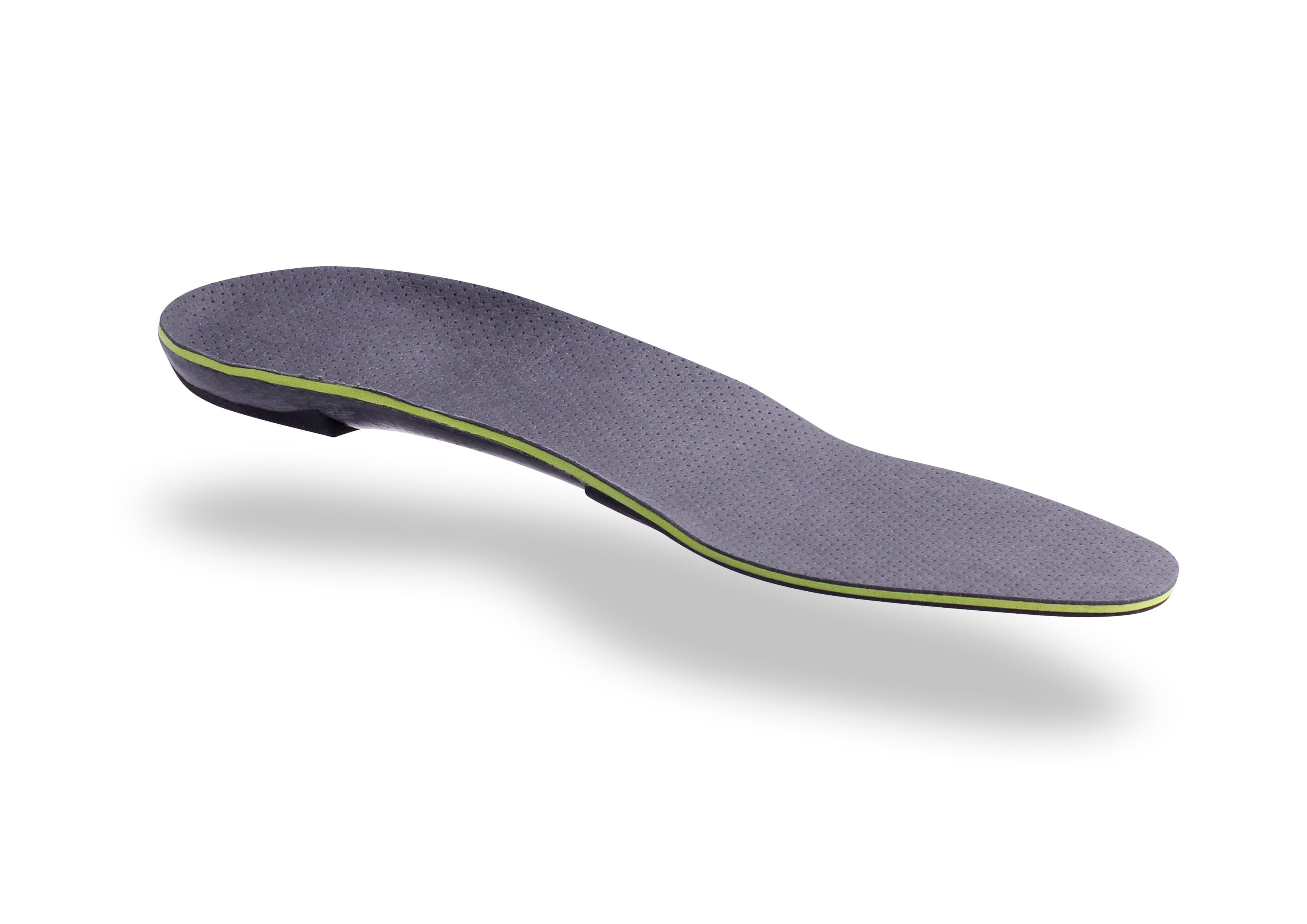 Insolech custom insole with carbon-fibre base and green trim